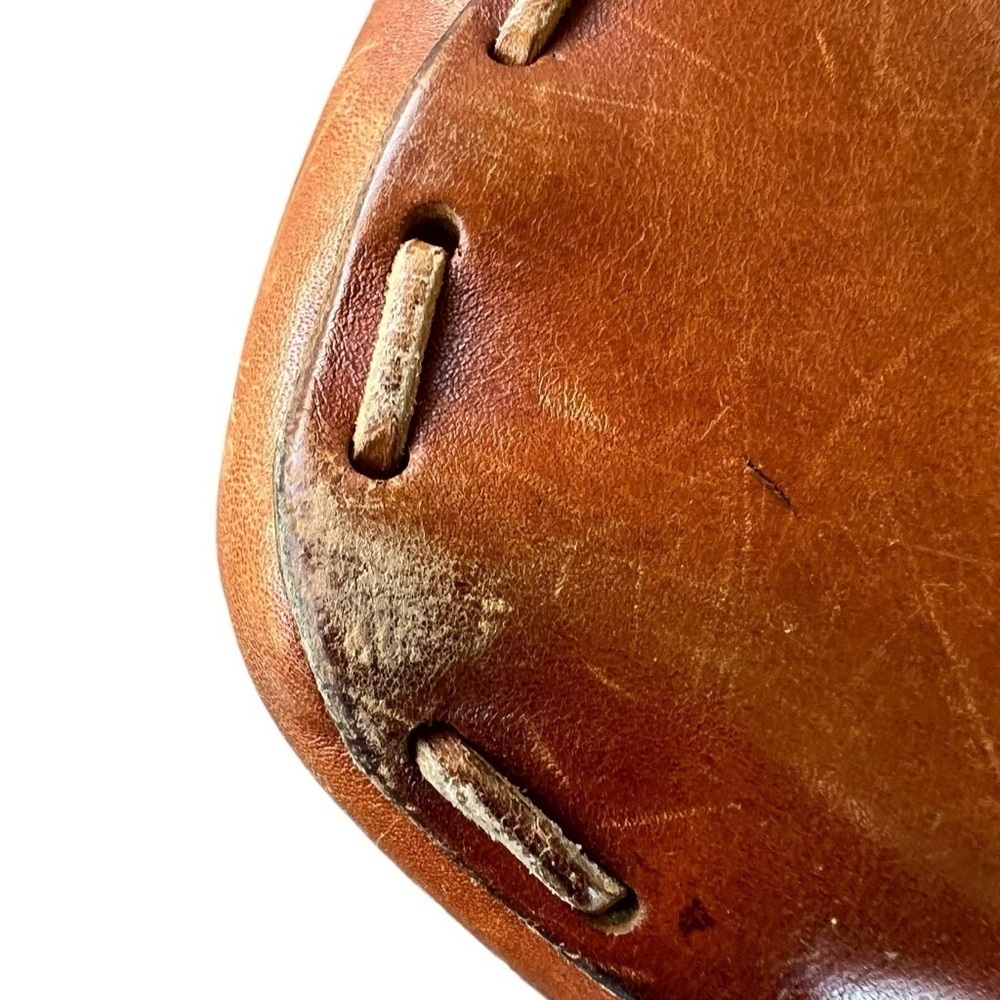 VTG Distressed Leather Boho Saddle Flap Purse Decorative Stitching Braid Detail - Picture 14 of 14